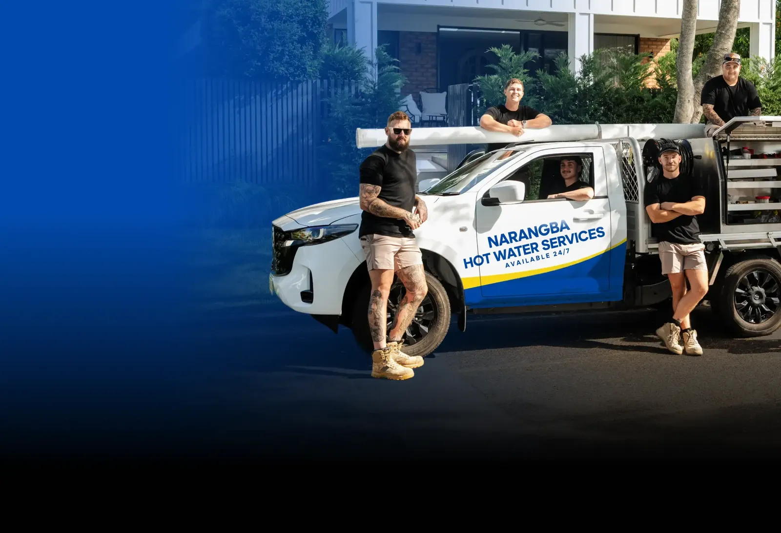 Narangba Hot Water Services team with the ute